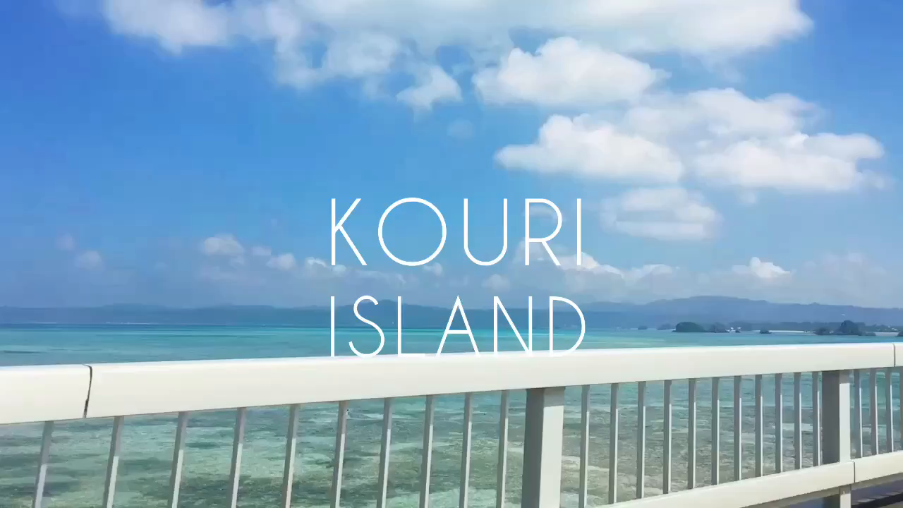 青い海と空に囲まれた橋の上