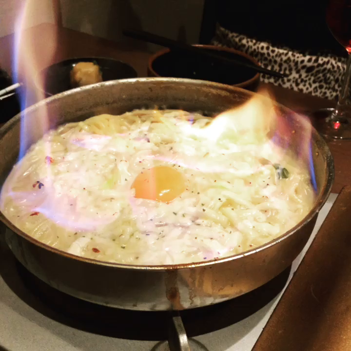 シメの味噌ボナーラ