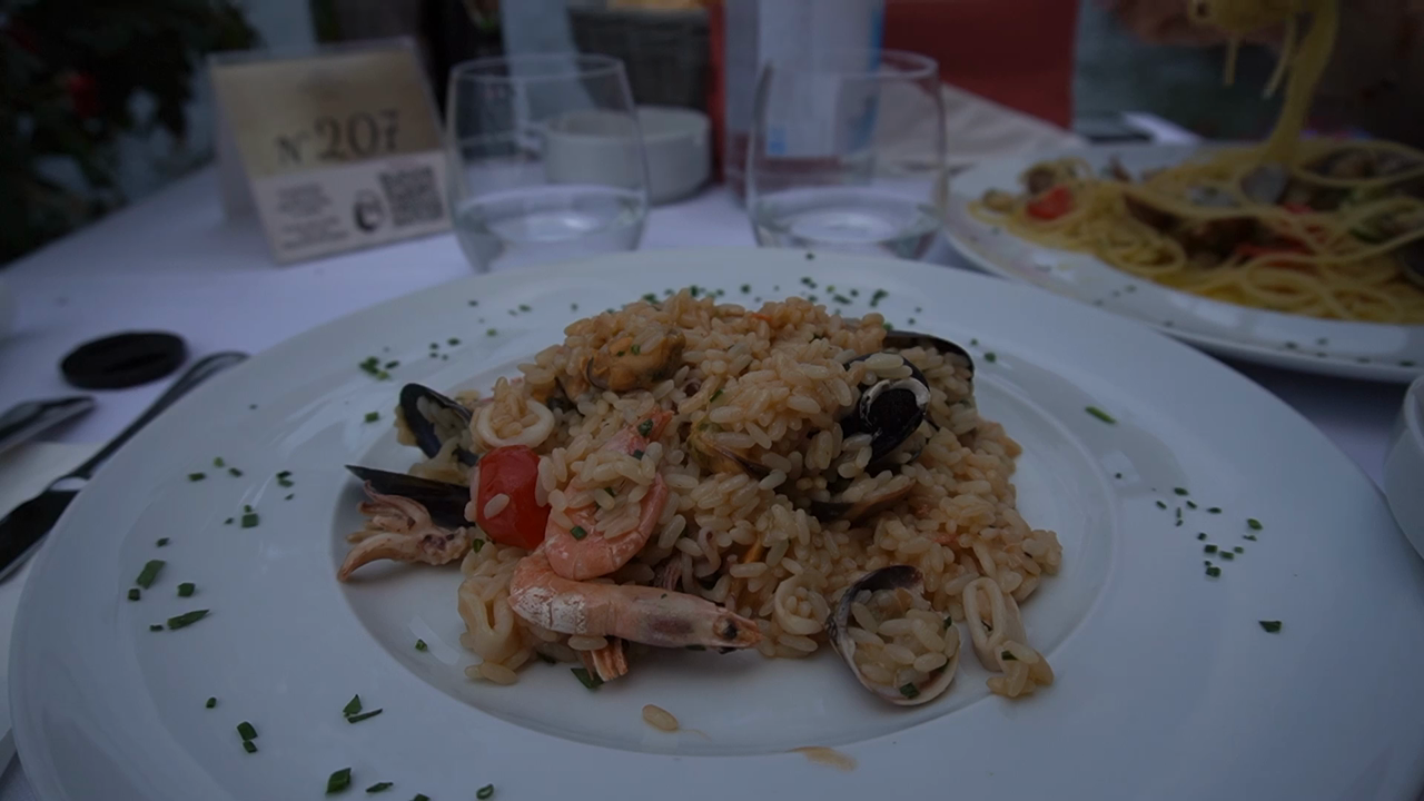 イタリアのシーフードリゾットは絶品🦐